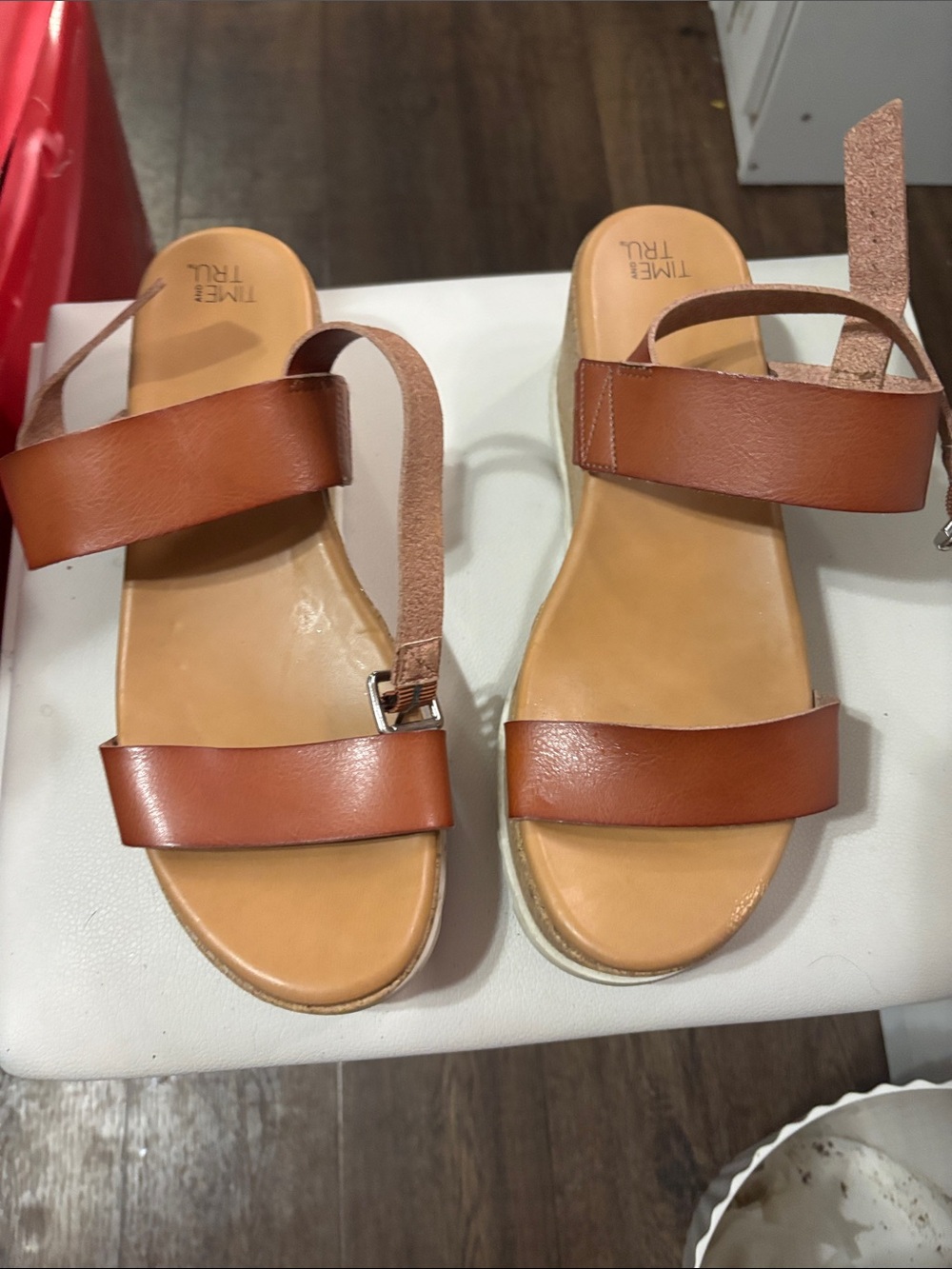 Time and Tru Tan Brown Strappy Women’s Sandals